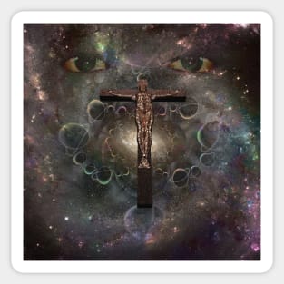 Crucified cyborg Sticker